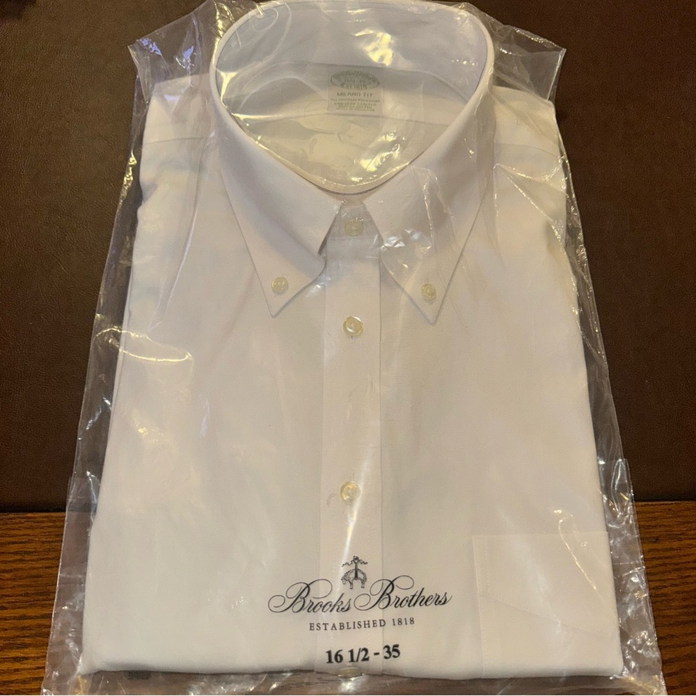 Brooks Brothers White Pinpoint Button Down — NWT!